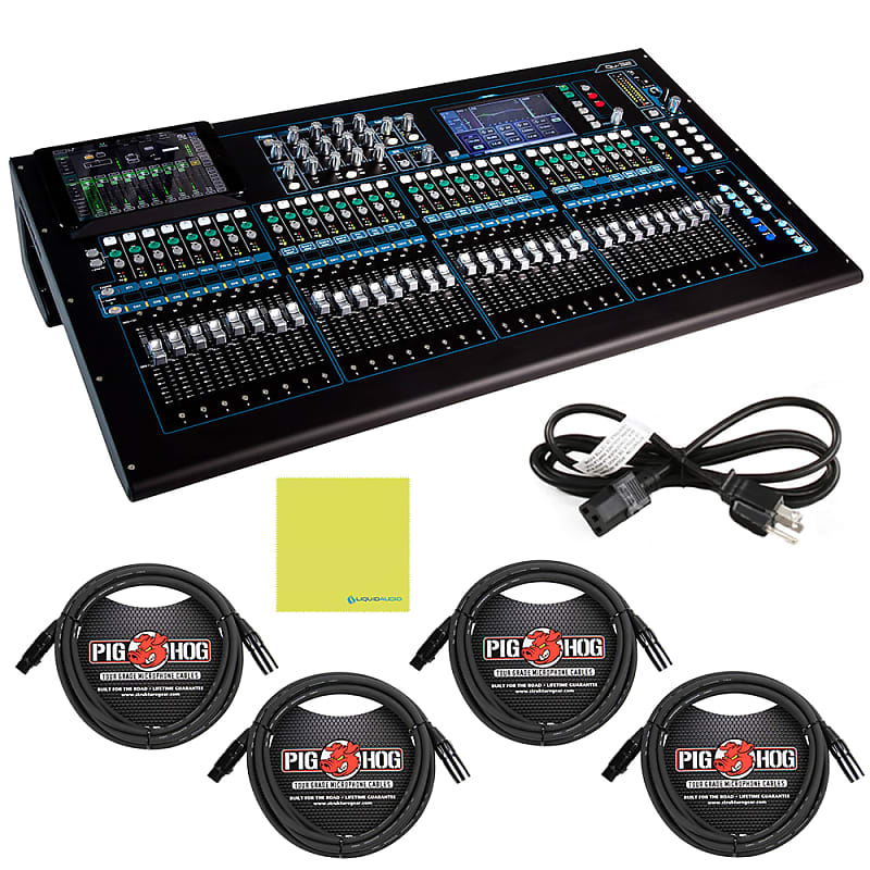 Allen & Heath AH-QU-32C 38 In/28 Out Compact Digital Mixer, Chrome Edition Bundle w/ 4-Pack Pig Hog PHM15 Pig Hog 8mm Mic Cable, Power Cable and Liquid Audio Polishing Cloth image 1