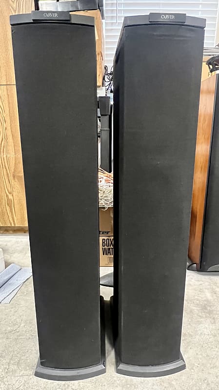 Vintage Carver CS 5.2 Tower Speakers Black w/ Subwoofers - Rare  			