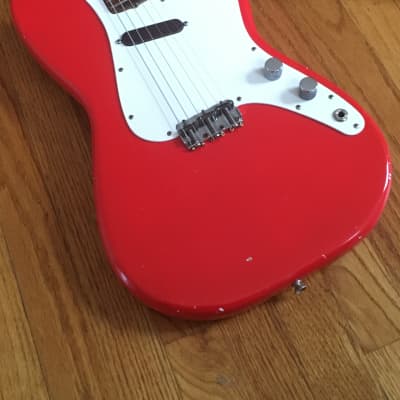 Vintage Fender Musicmaster 1960 Fiesta Red Nitro Lacquer 22.5” Short Scale Solid Body Guitar Relic 6.4 lb HSC image 7
