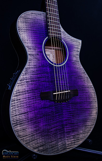 Ibanez AEWC32FM-GVL Thinline Acoustic/Electric Guitar w/ Flame Maple Top Glacier Violet Low Gloss image 4