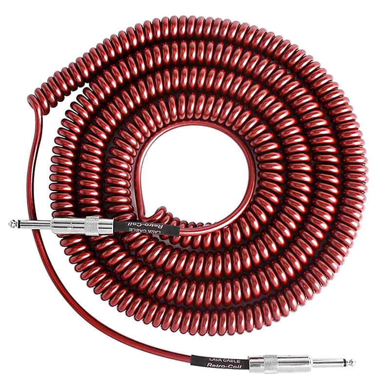 Lava Cable Retro Coil Instrument Guitar/Bass Cable 1/4" Straight to Straight, Metallic Red - 20 ft image 1