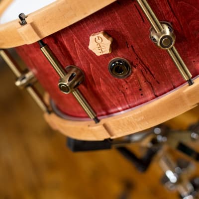 HHG Drums 14x6 Reclaimed Maple With Matching Hoops, Satin Red image 6