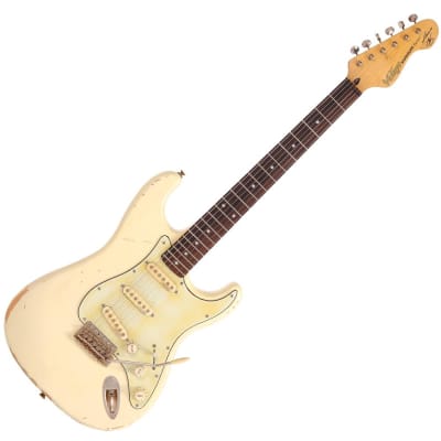 Vintage V6 Thomas Blug Signature Electric Guitar ~ Distressed Vintage White for sale