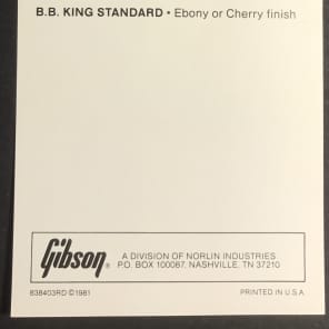 Gibson BB King Standard dealer sheet 1981 image 2