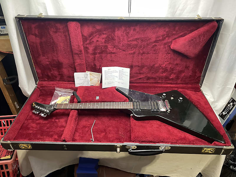 Gibson Diablo Mod Shop Resto Mod Tremo-Explorer Guitar with Floyd Rose +Case 1983 - Ebony Relic image 1