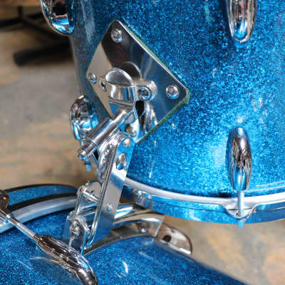 Gretsch Broadcaster 3pc Drum Set Kit Blue Sparkle Vintage 1950's 22/13/16" image 5