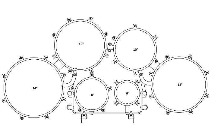 Tama MD680234L-MDR Fieldstar Rudiment Marching Tenor Drum large sextet (Corps-Depth) 6" / 8" / 10" / 12" / 13" / 14" - Molten Dark Raspberry Fade/Chrome HW image 1