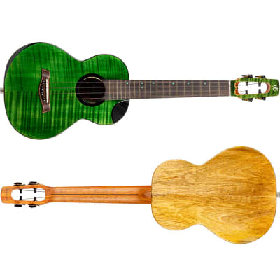 Flight Comet EQ-A Green Tenor Ukulele New - solid stained flamed maple top image 5