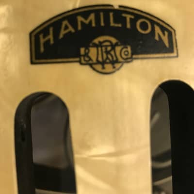 Antique - 1920 - 30's, Hamilton RW&Co. Acoustic Parlor 6 String Guitar..  Black/Artwork/Pearloid