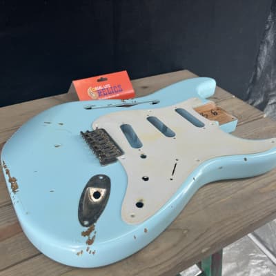 Real Life Relics Thinline F Hole Strat® Stratocaster® Body Aged Sonic Blue image 5