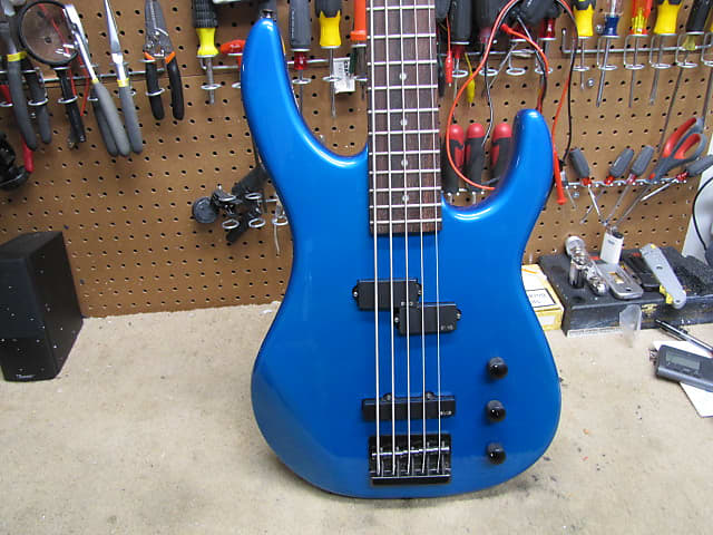 Squier By Fender HM5 5 string Bass 1989 Blue | Reverb Squier By Fender HM5 5 string Bass 1989 Blue | Reverb