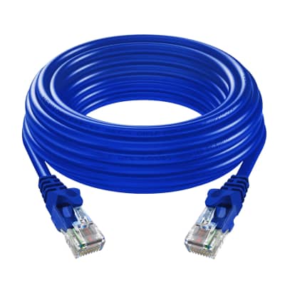 5 Core Cat 6 Ethernet Cable • 30 ft 10Gbps Network Patch Cord • High Speed RJ45 Internet LAN Cable w Gold-Plated Connectors • for Router, Modem, PC, Gaming, PS5, Xbox- ET 30FT BLU image 1