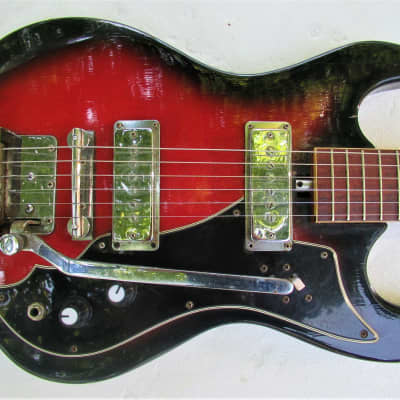 Hy-Lo Guitar,  1960's, Japan, Two Pickup, Redburst, Wang Bar, Very Cool image 9