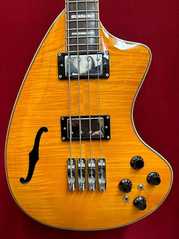 Giannini Craviola Semi-Hollow Bass (c. 2016, Orange Flame, | Reverb