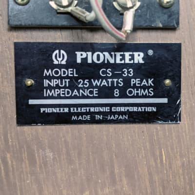 Vintage Pioneer CS-33 Speakers (Pair) Walnut Cabinet - 25 watts Peak Impedance 8 Ohms image 9