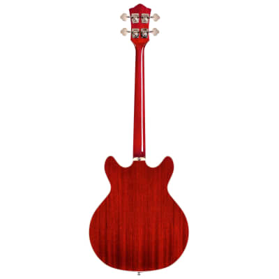Guild Starfire I Semi-Hollow Left Handed 4-String Bass, Rosewood, Cherry Red image 6