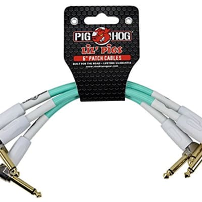 Pig Hog PHLIL6SG Seafoam Green Patch Cables 3 pack, 6 inch image 2