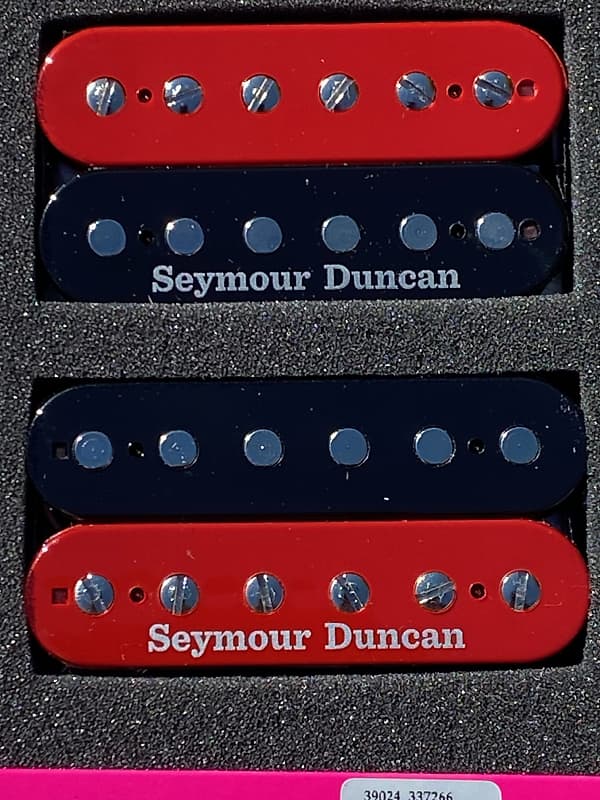 Seymour Duncan TB-4 JB & SH-2 Jazz Hot Rodded Trembucker Red & Black Zebra Guitar Pickup Set image 1