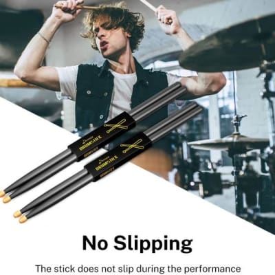 Snare Drum Sticks 5A Classic Maple Wood Drumstick Black with Carrying Bag image 5