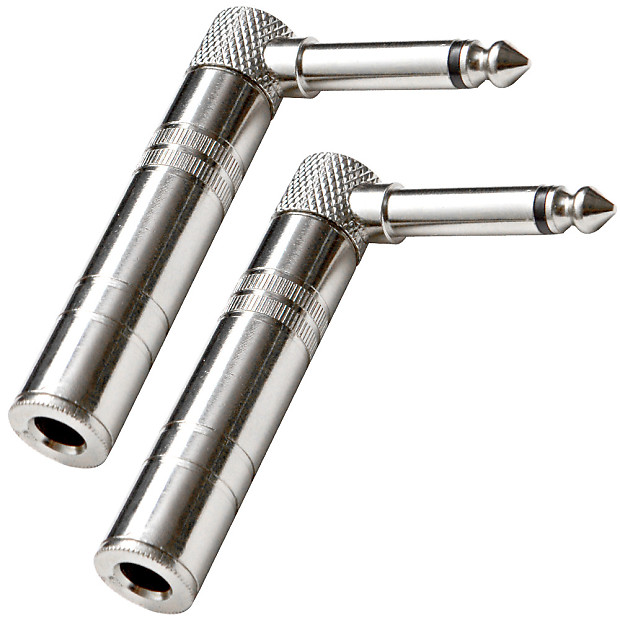 Seismic Audio SAPT61-2PACK Right Angle 1/4" Male to Female Guitar Cable Adapters (Pair) image 1