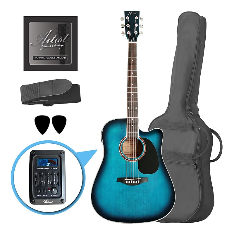 Artist LSPCEQ Blue Beginner Acoustic Electric Guitar Pack image 1