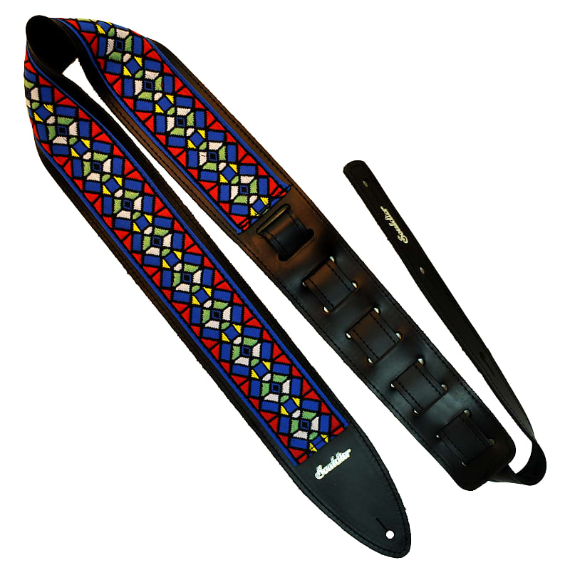 Souldier 'Torpedo' Leather Guitar Strap - Stained Glass Royal image 1