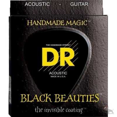 DR Strings Black Beauties Black Colored Acoustic Guitar Strings: Light 12-54 image 1