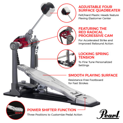 Pearl Eliminator Solo Bass Drum Pedal, Red Cam image 5