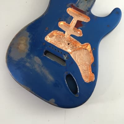 Custom Vintage ST60s Strat Style Lake Placid Blue Over Red Guitar Body Heavy Relic 4.3 Lb image 18