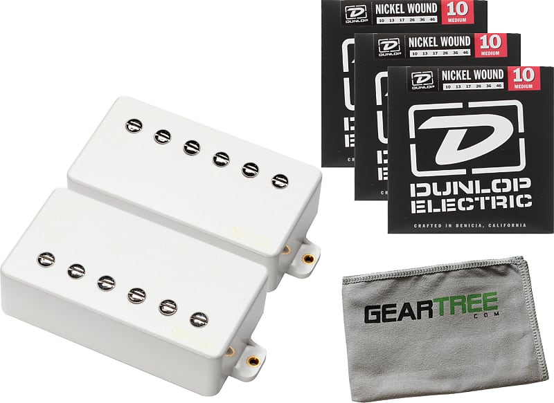 EMG 6699.00 REV Set White Revelation Signature Passive Set White Alnico  2-Screw Studs w/ Cloth and 3 String Sets