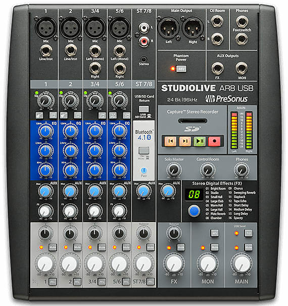PreSonus SLMAR8 Live AR8 Digital/Analog 8-Channel Hybrid Mixer image 1