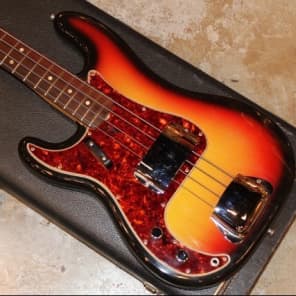 Left Handed Fender  Precision Bass 1965 Sunburst image 8