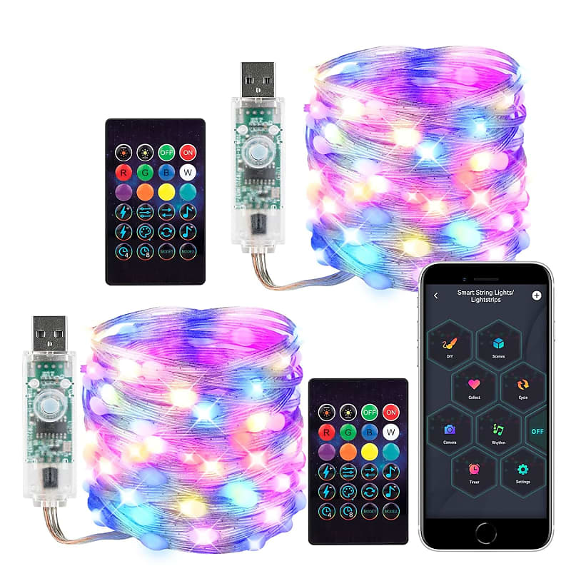 LED Fairy String Lights Dimmable Smart APP Remote Control Music Sync Xmas  Decor