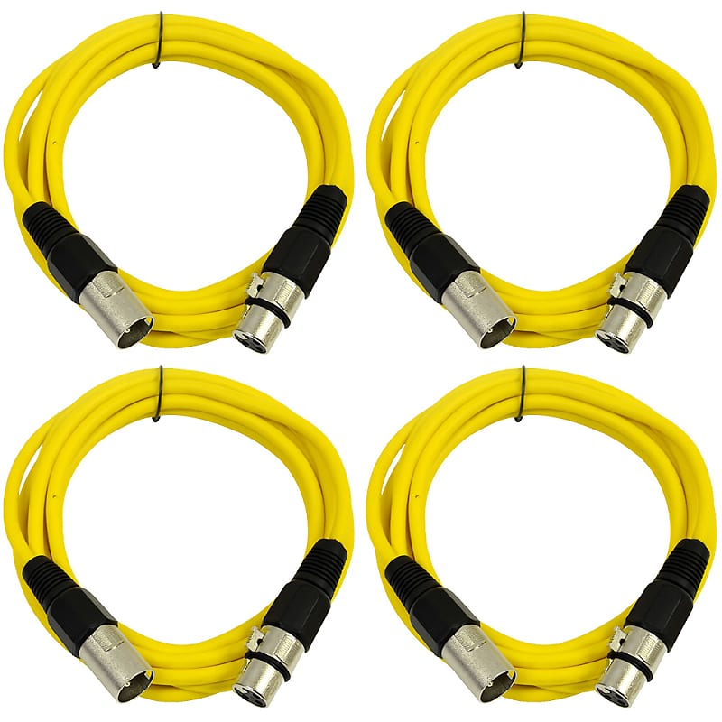 4 Pack of XLR Patch Cables 10 Feet Extension Cords Jumper - Yellow and Yellow image 1