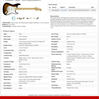 Fender Classic Player '50s Stratocaster 2015 - 2-Color Sunburst image 23