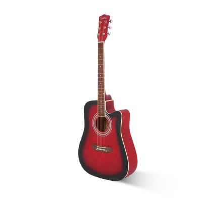 Glarry GT502 Dreadnought Folk Guitar Acoustic Guitar With Bag Red image 2