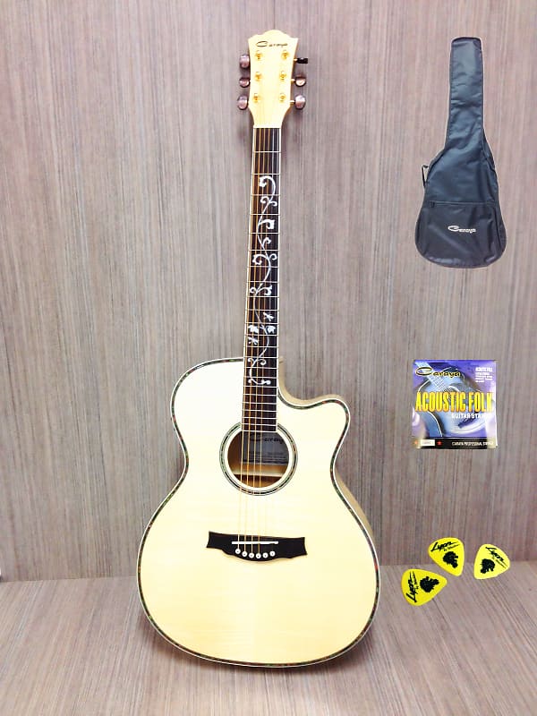 Caraya 837CEQ/N All Flame Maple Acoustic Guitar w/EQ,Tuner,Cutaway