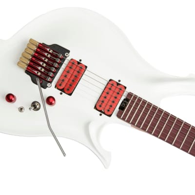 KOLOSS GTEMOH Headless Aluminum Body Mahogany Neck Electric Guitar + Bag - KL / Headless / White Satin image 2