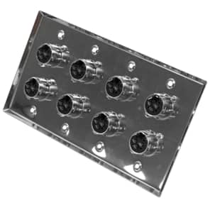 Seismic Audio - Stainless Steel Wall Plate - 4 Gang with 8 XLR Female Connectors image 2