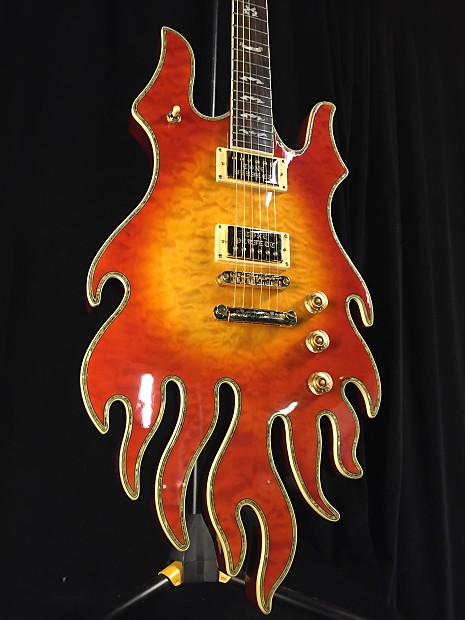 NOS Minarik Inferno Flame-Shaped Electric Guitar w/ Case - Serial 