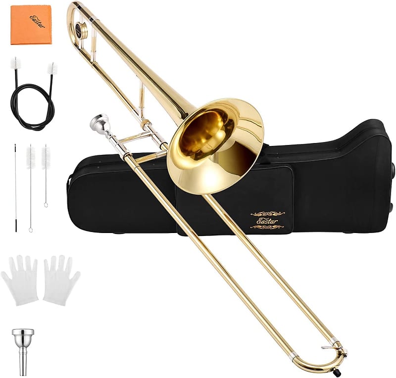 Eastar Bb Tenor Slide Trombone for Beginners Students, B Flat Brass Plated Trombone Instrument image 1