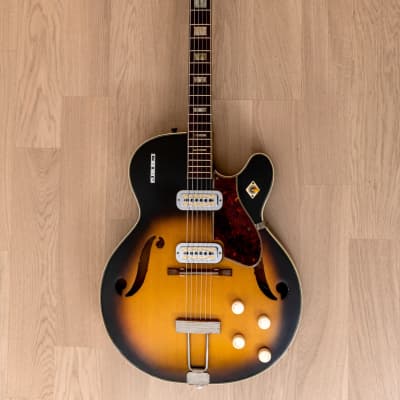 1962 Harmony Meteor H70 Vintage Electric Guitar Sunburst w/ DeArmond Gold  Foils | Reverb