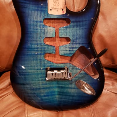 Warmoth Strat Body, Flame Maple Top, Blue-Burst, w/ Hardware