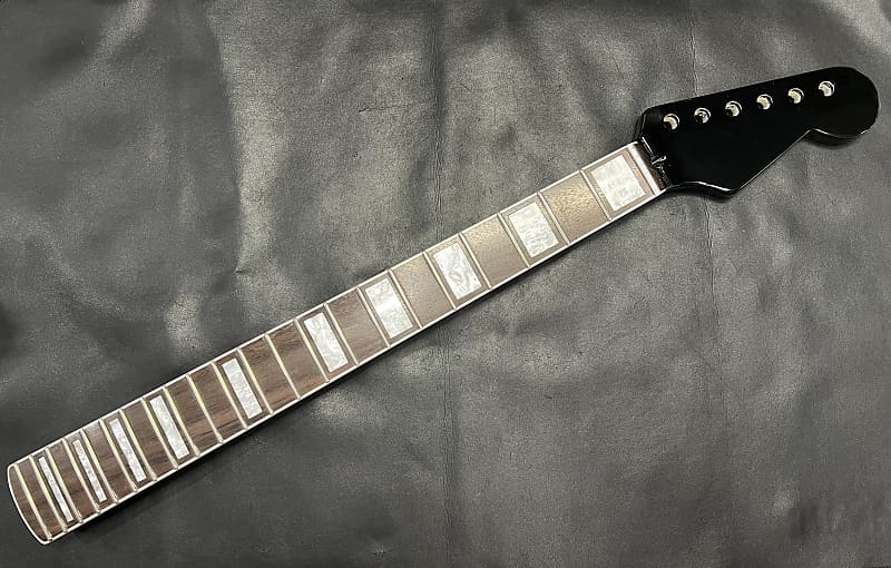 Unbranded Stratocaster Strat neck  Gloss Black 25.5" 12" radius Block Inlays. image 1