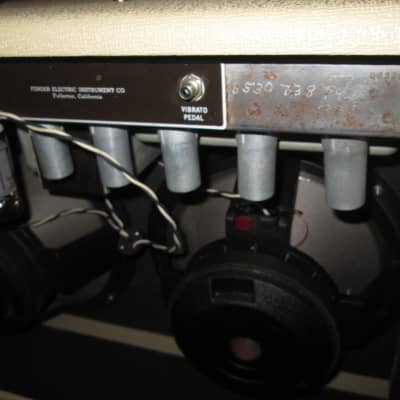 Fender The Twin Brownface 1961 Blonde Best Tremolo(Vibrato) ever. Vintage original tweed op. transformer. JBL's. New cab and hardware. Tilt back legs, brown footswitch Black cover. image 6