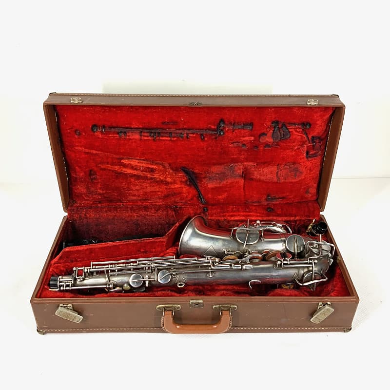 Vintage The Buescher True Tone Low Pitch 1925-26 Alto Saxophone - Matte Silver image 1