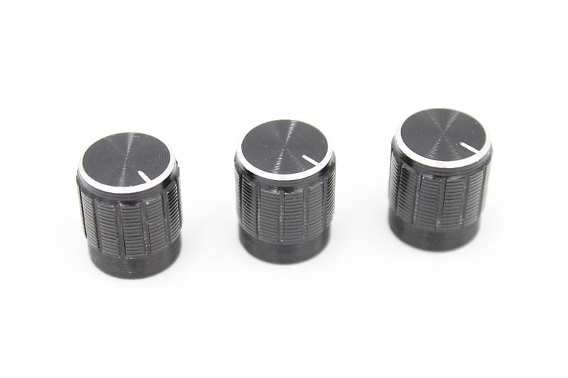 (3) Black / Silver Aluminum Guitar Pedal / Stereo Knobs Reverb