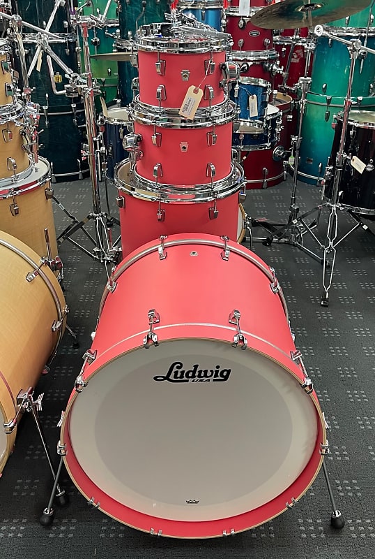 Ludwig Neusonic 4pc 10/12/16/22 Limited Edition Shell Pack 2021 Coral Red image 1