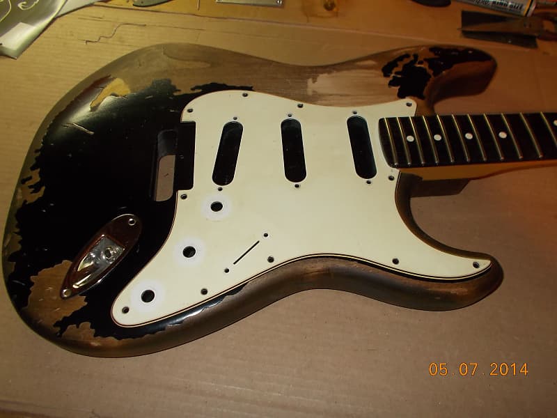 GuitarsByDesign Black1 Strat Heavy Relict Custom Paint Reverb