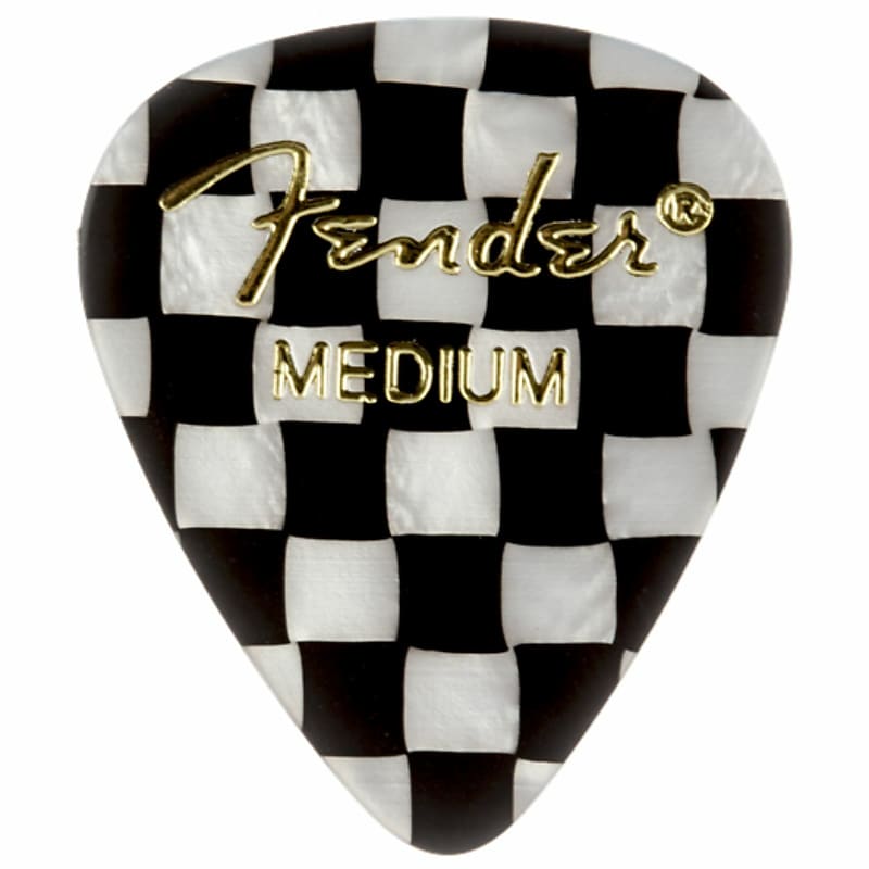 Fender 351 Shape Graphic Celluloid Guitar Picks, Medium, Checkerboard, 12-Pack image 1